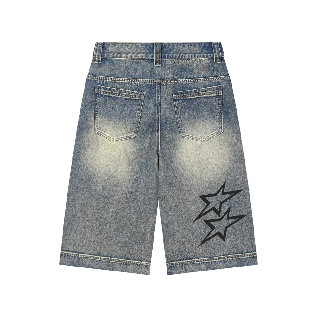 Vintage Wash Baggy Denim Shorts