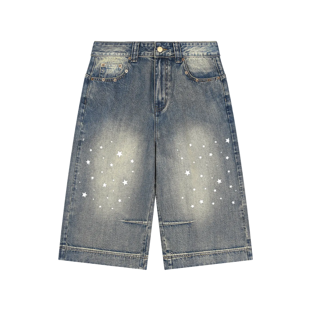 Vintage Wash Baggy Denim Shorts