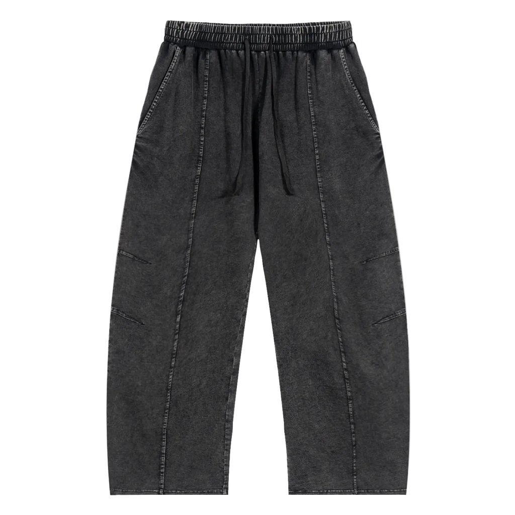 Washed  Drawstring Cotton Pants